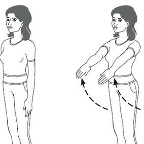 Esercizio per il trattamento dell'artrosi dell'articolazione della spalla alza le braccia dritte